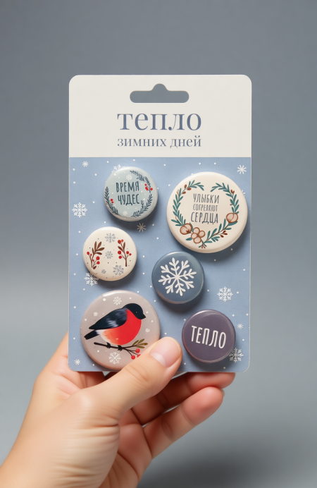 Набор значков "Тепло зимних дней"